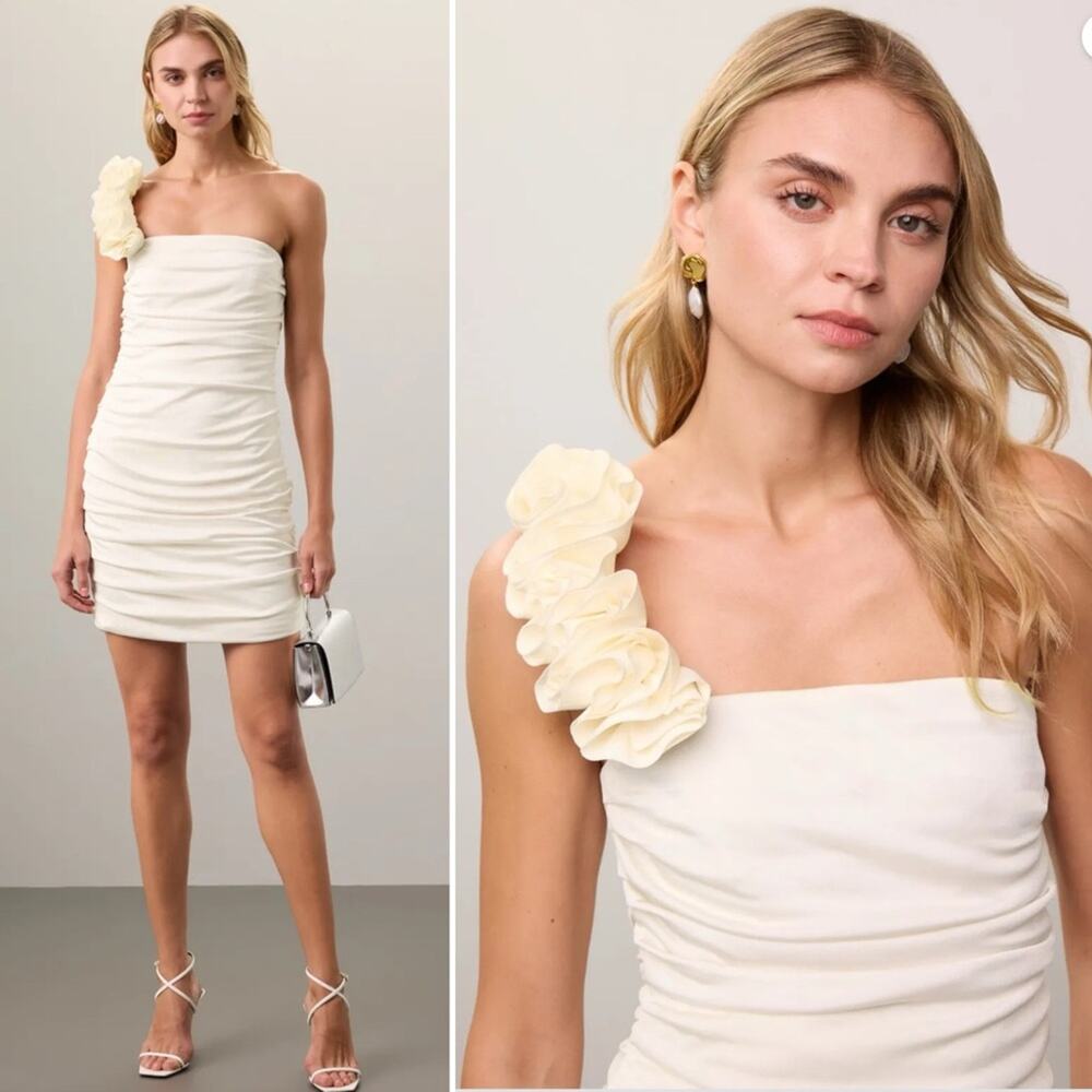 NWT NEW Monique Lhuillier Farren Ivory White Bodycon Mini Dress